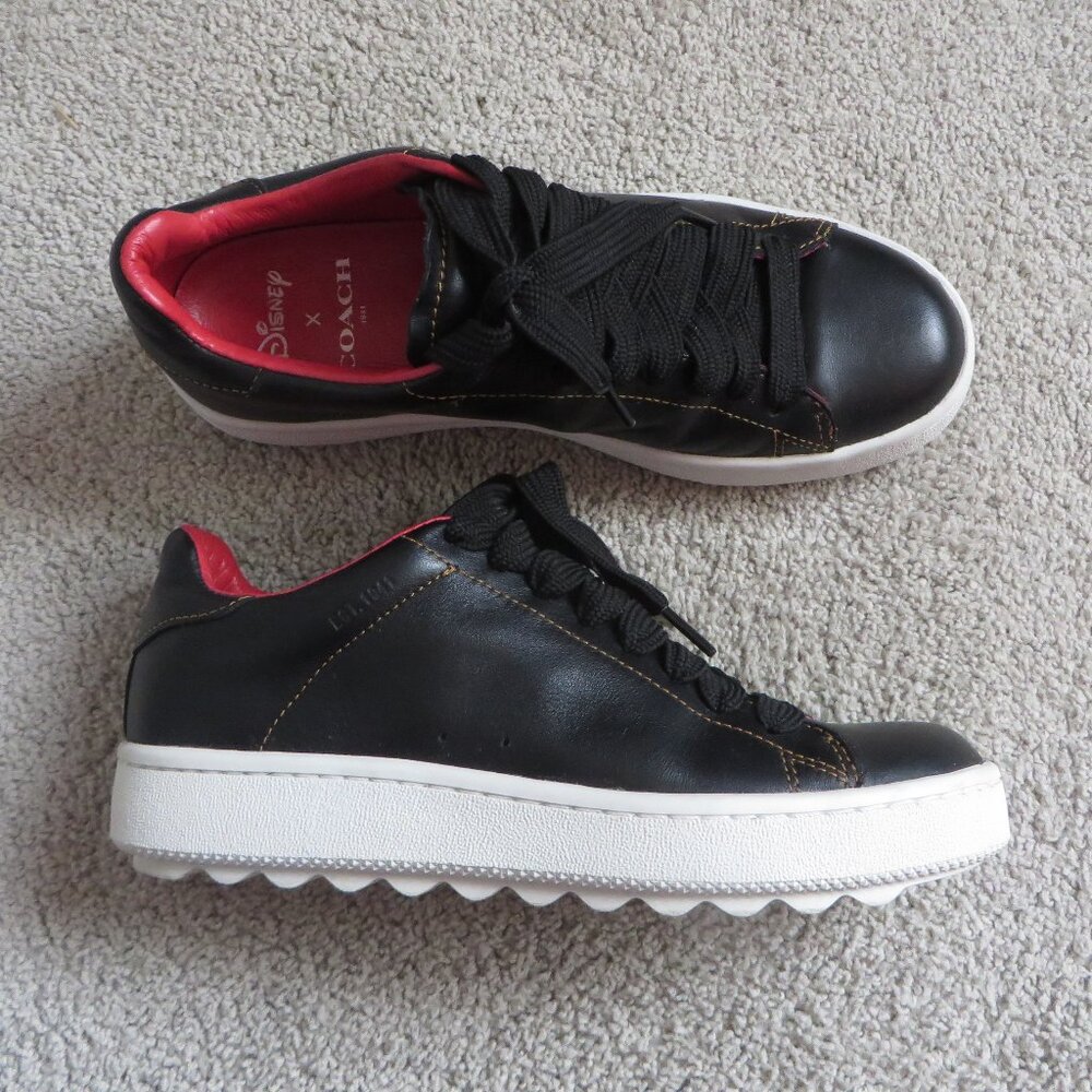 Coach Disney x Mickey Mouse Womens Sneakers Size 6.5 Black/Red Leather #C101